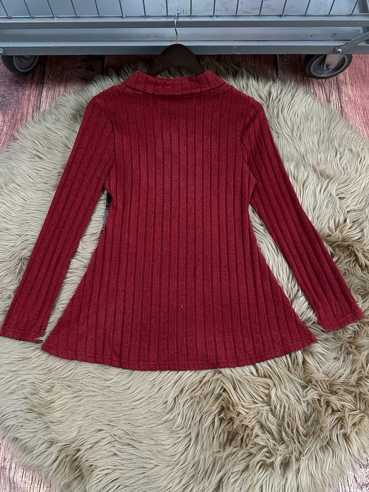 Tavina - Plaid Patchwork Knit T-Shirt
