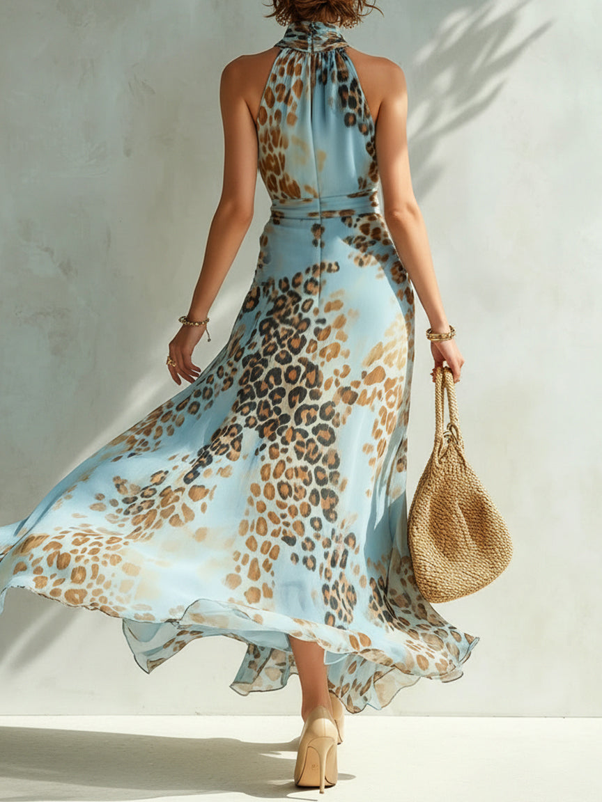 Calira - Halter Chiffon Maxi Dress