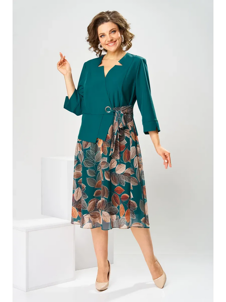 Ilyra - Notch Collar Chiffon Dress