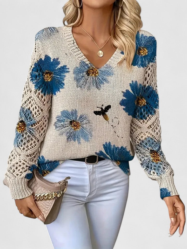 Rivena - V-Neck Fine-Gauge Sweater