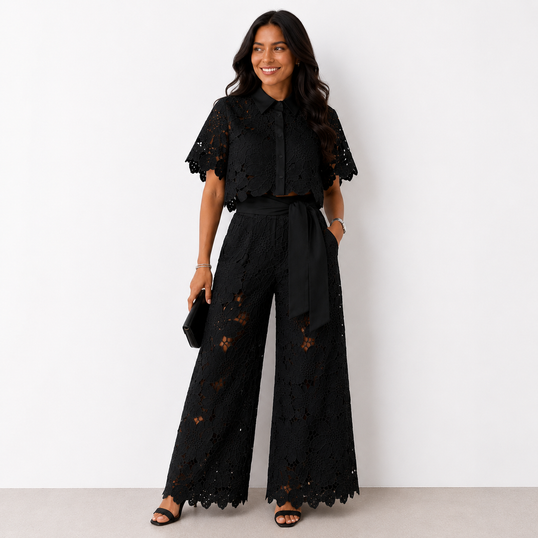 Savira - Embroidered Lace Two-Piece Set