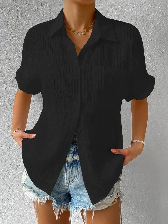 Navira - Shirt Collar Cotton-Blend Blouse