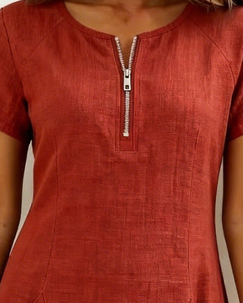 Renavi - A-Line Cotton-Linen Dress