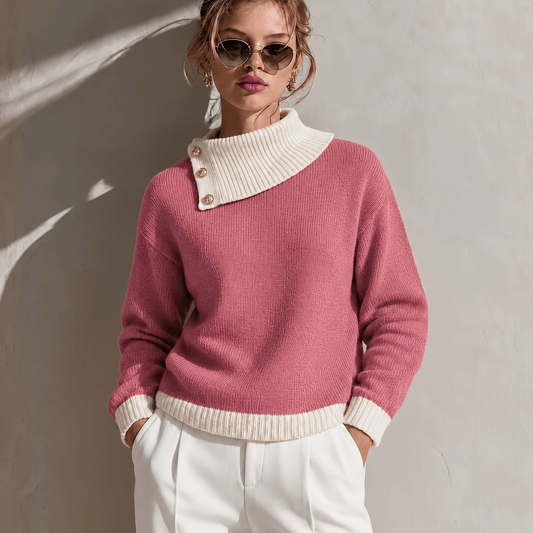 Calira - Asymmetric Neck Knit Sweater