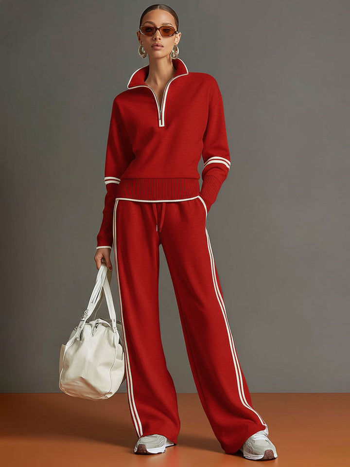 Mireva - Wide-Leg Blouse And Trousers Set