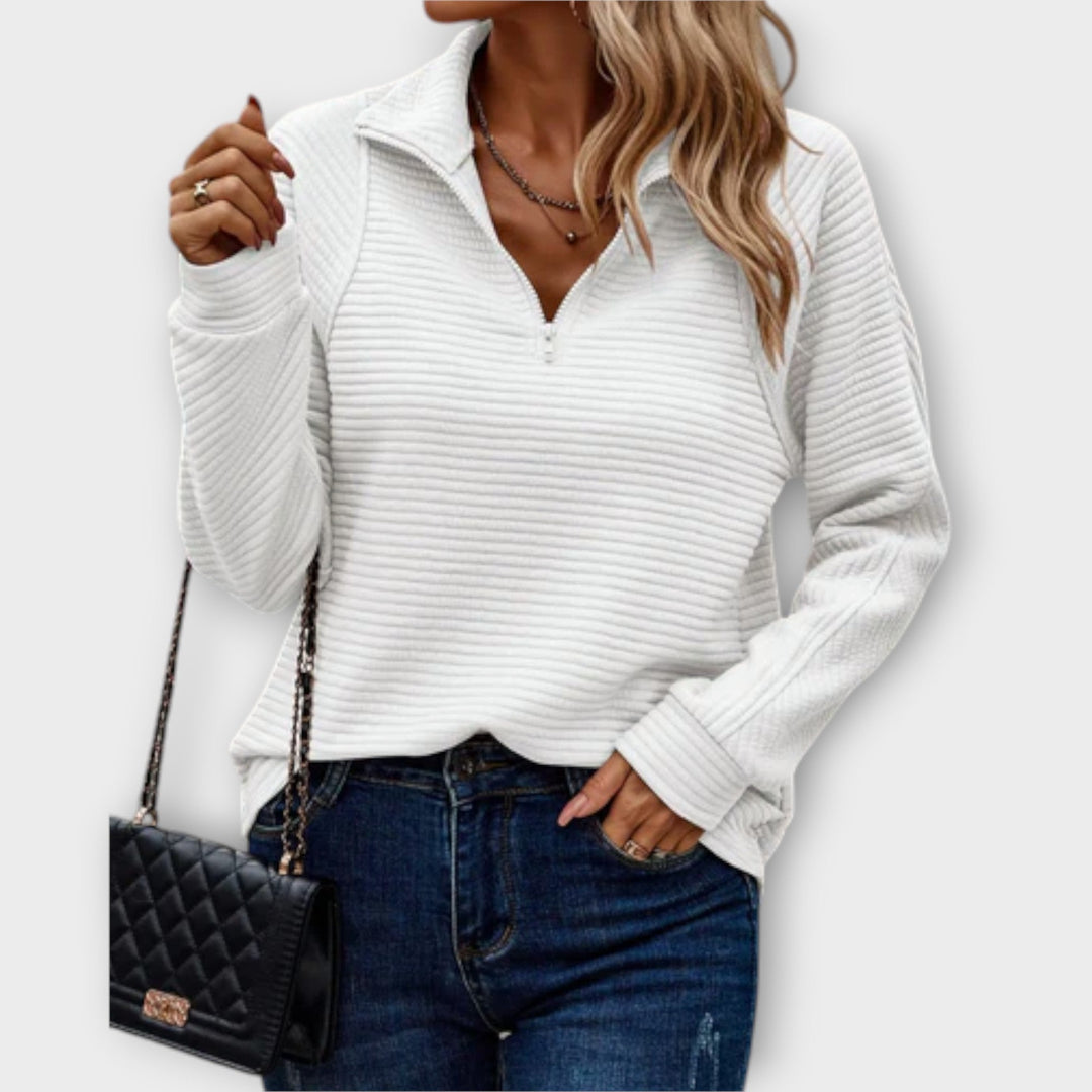 Zareli - Polo Zip Wool-Blend Pullover