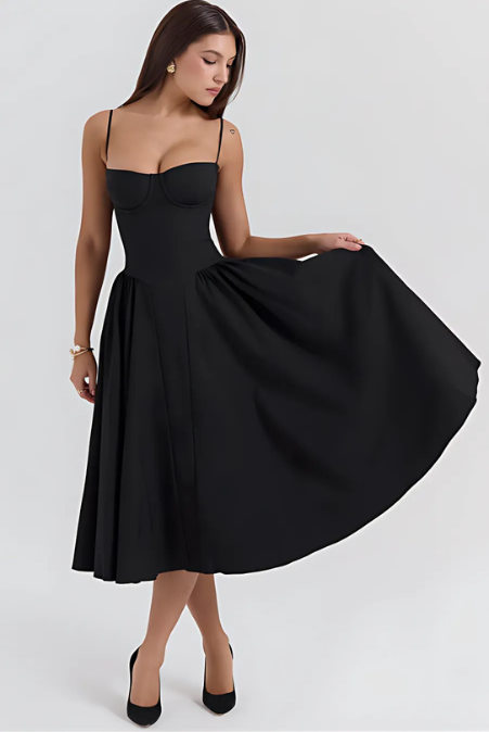 Mevara - Corset-Style Bodice Woven Dress