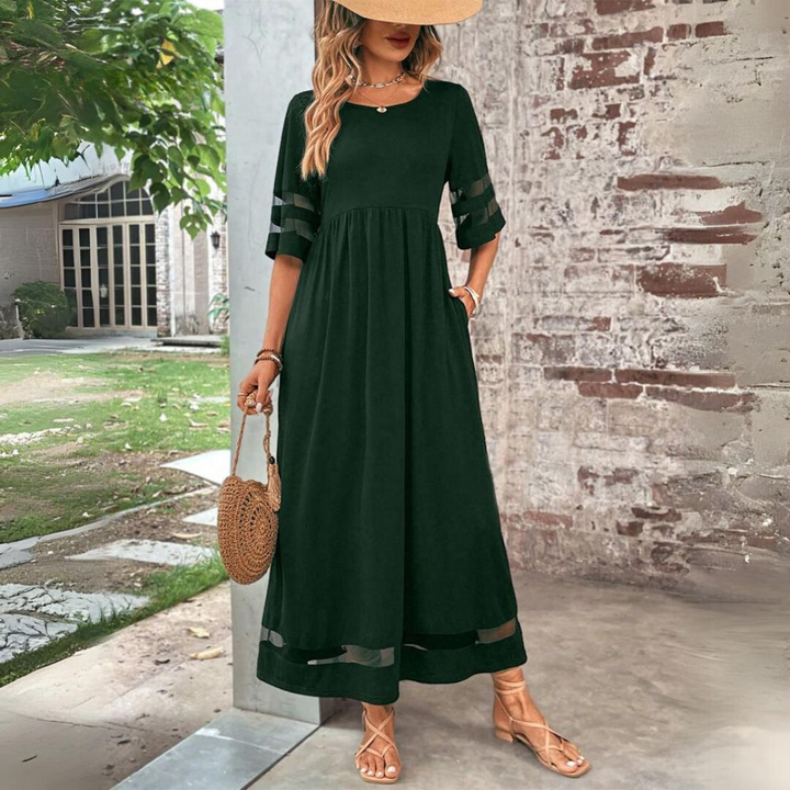 Velara - Shadow-Stripe Maxi Dress