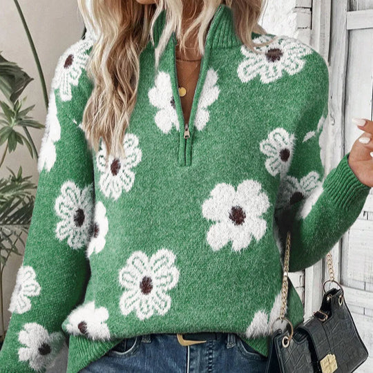 Selaya - Zip Collar Knit Pullover