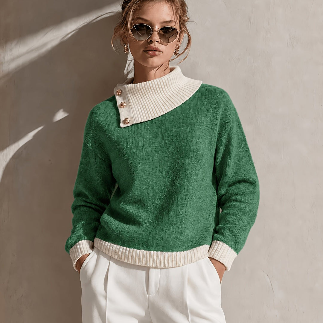 Calira - Asymmetric Neck Knit Sweater