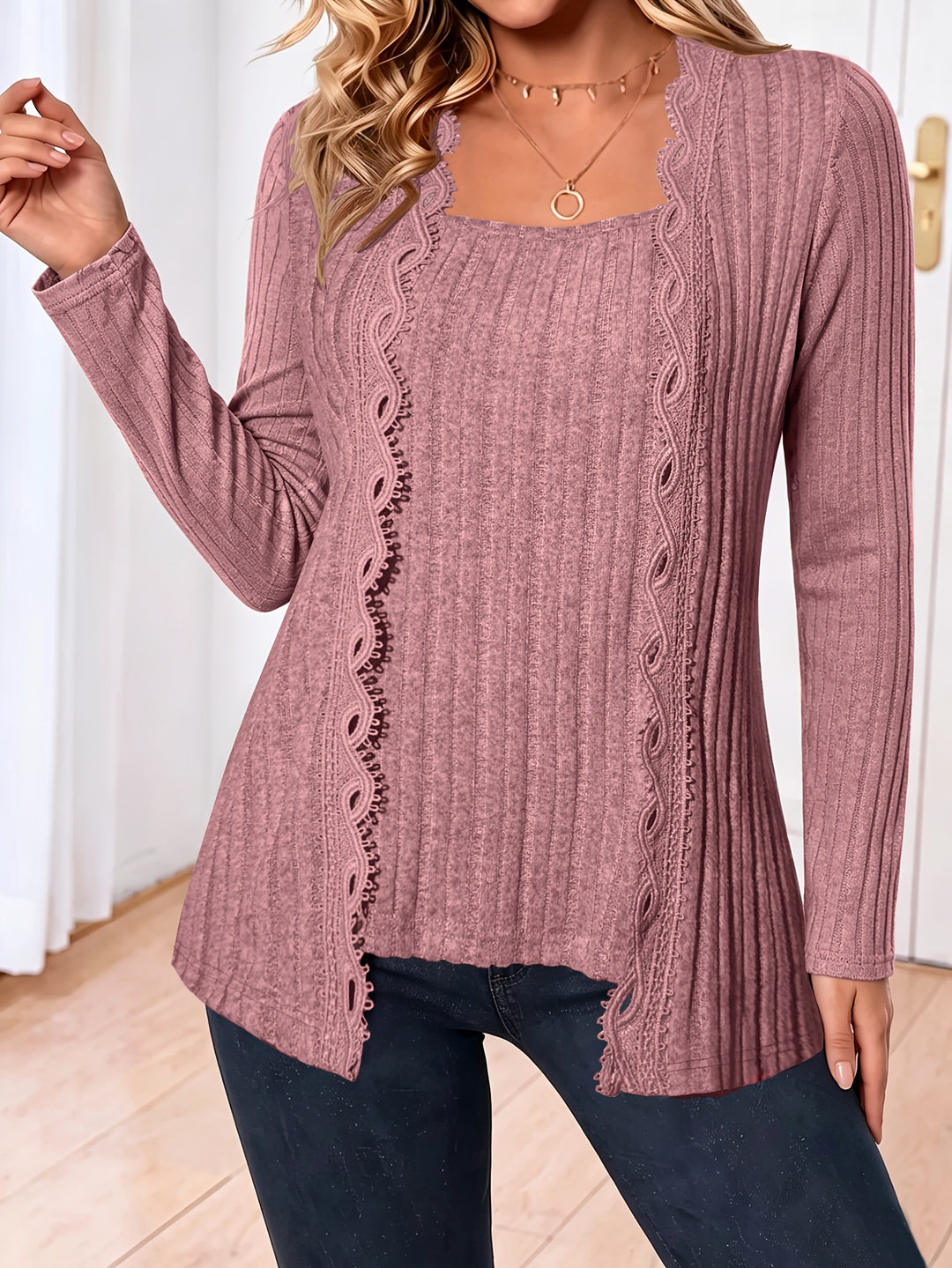 Zirela - Layered Look Stretch Knit Top
