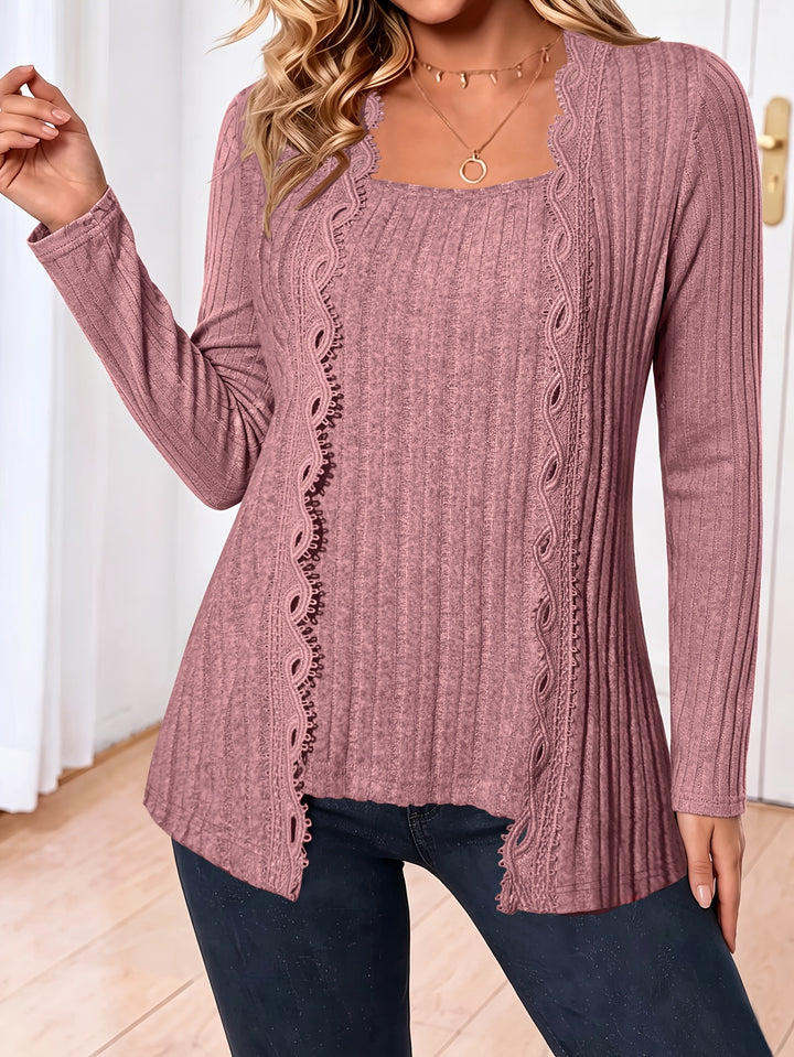Zirela - Layered Look Stretch Knit Top