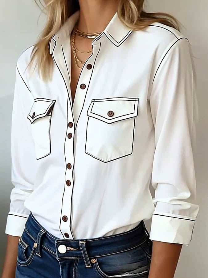 Avenya - Contrast-Stitch Woven Button-Down Shirt