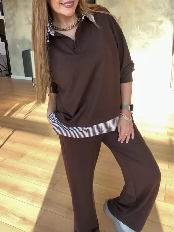 Velani - Patchwork Cotton Sweatshirt And Trousers Set