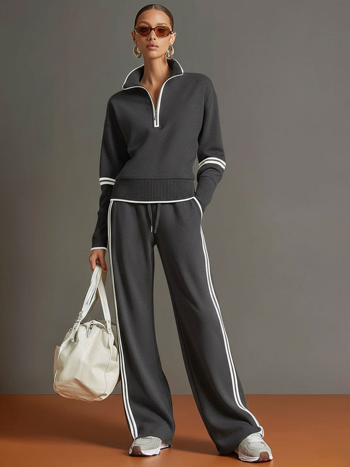 Mireva - Wide-Leg Blouse And Trousers Set