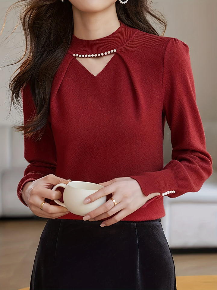 Neraya - Pearl-Detail Viscose Sweater