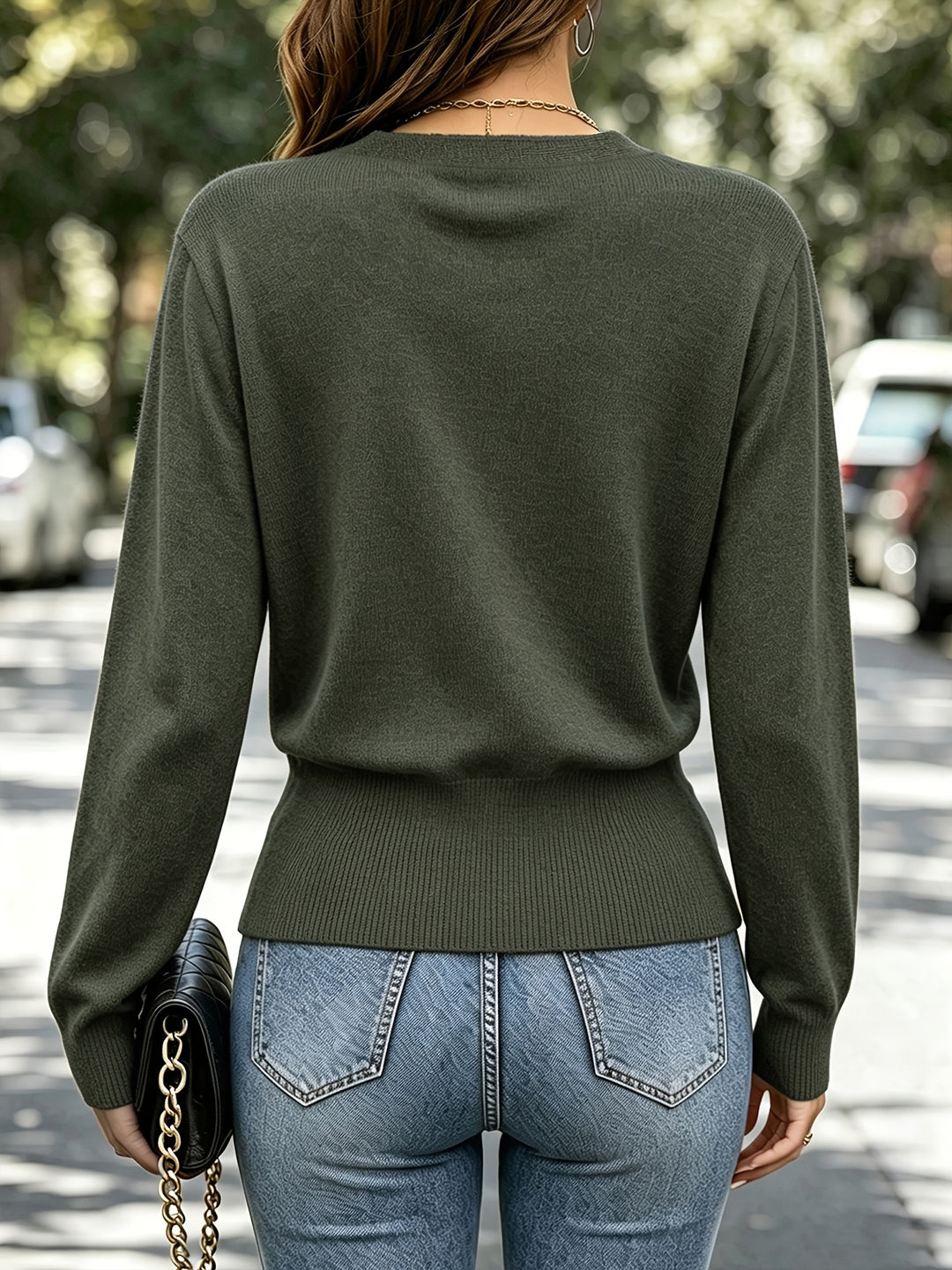 Calira - Cross-Neck Knit Pullover
