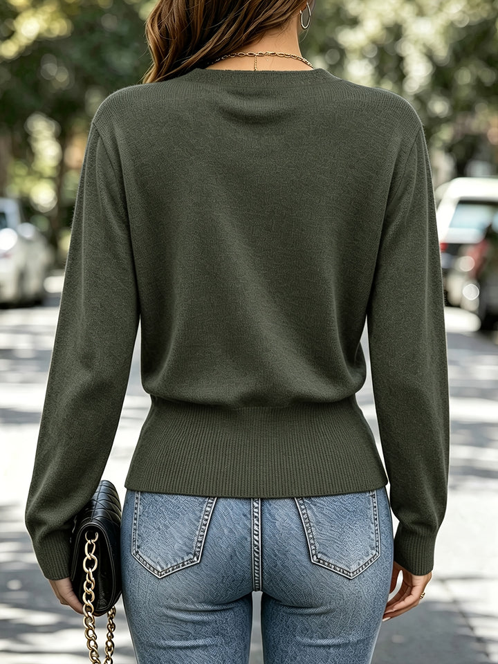 Calira - Cross-Neck Knit Pullover