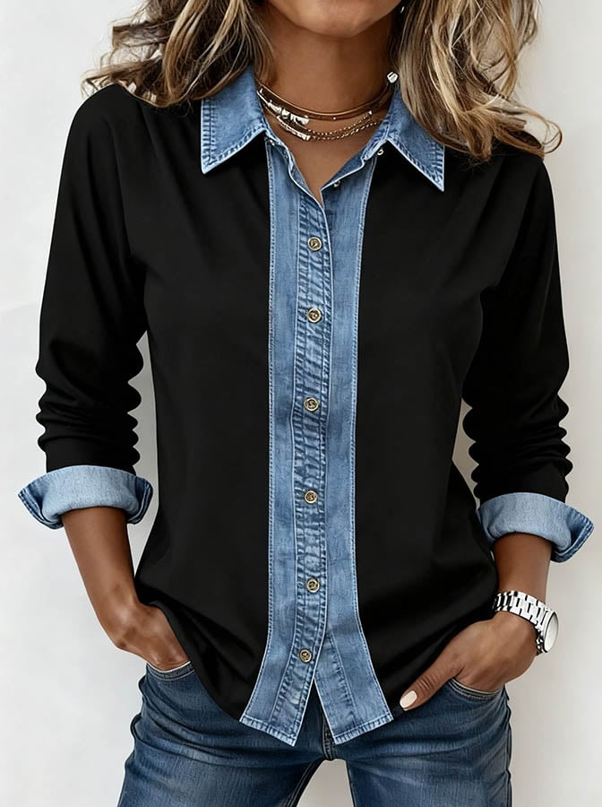 Rilena - Contrast Topstitch Woven Shirt