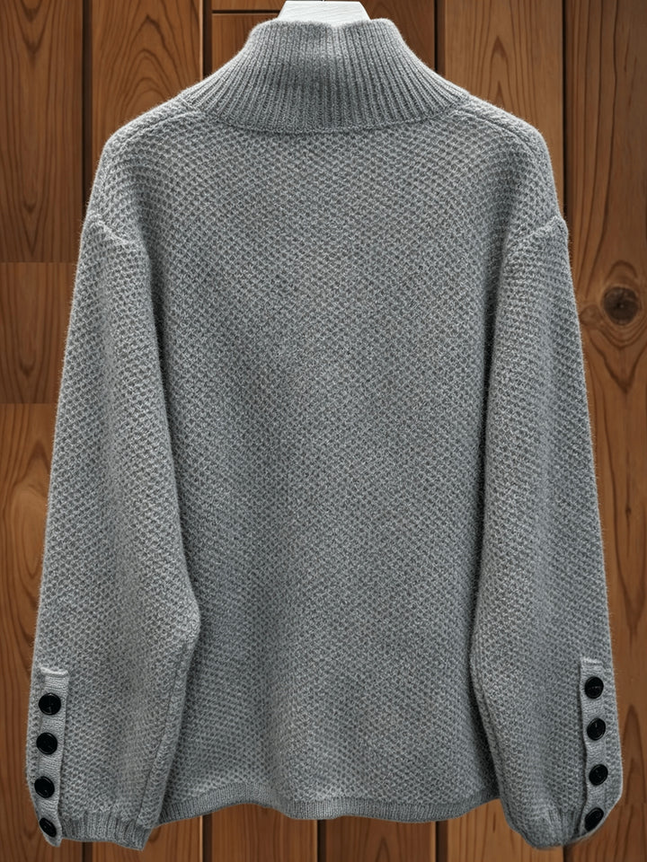 Vesara - High-Neck Knit Cardigan