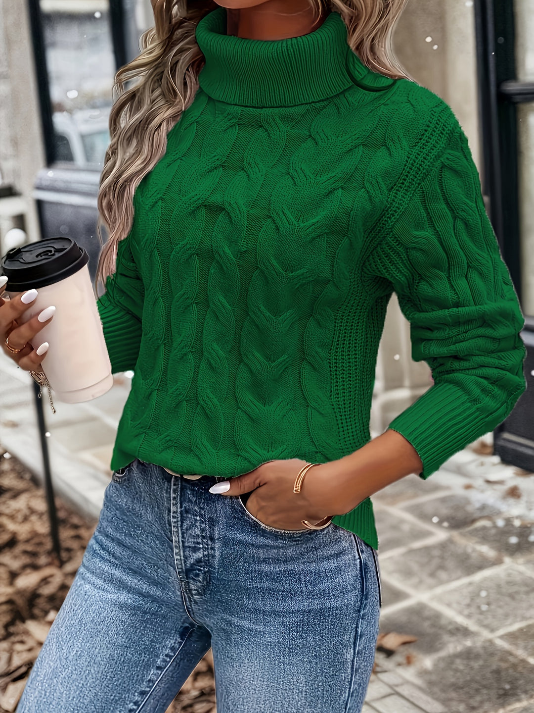 Tavina - High-Neck Knit Sweater
