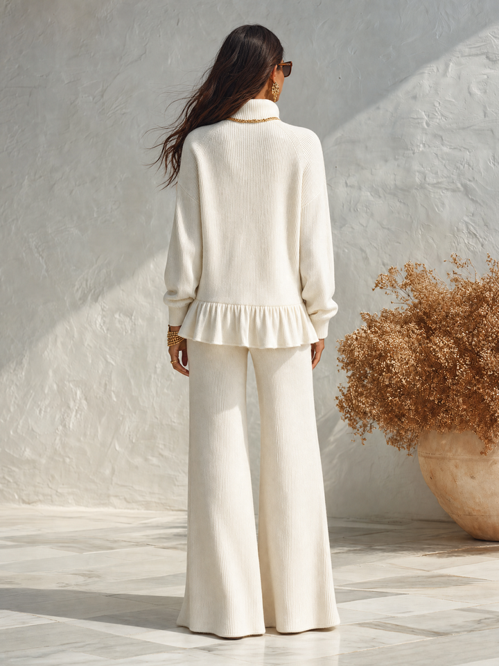 Reniva - Ruffled Knit Pants Set