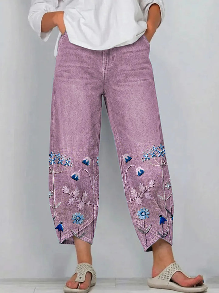 Anvera - Embroidered Cotton Trousers