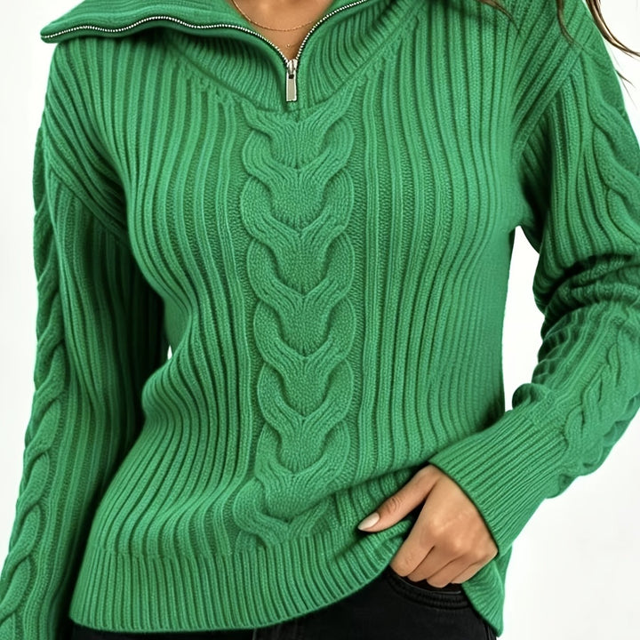 Nivara - Off-Shoulder Cable Knit Pullover Sweater
