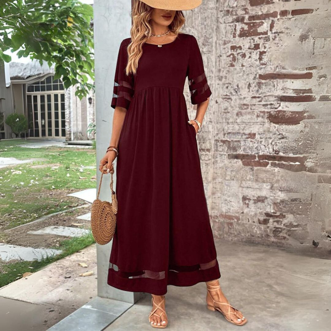 Velara - Shadow-Stripe Maxi Dress