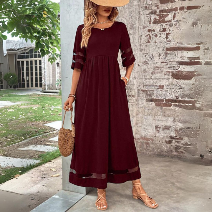 Velara - Shadow-Stripe Maxi Dress