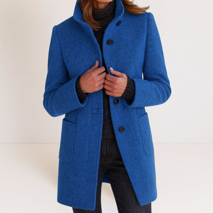 Velora - Stand Collar Wool-Blend Coat