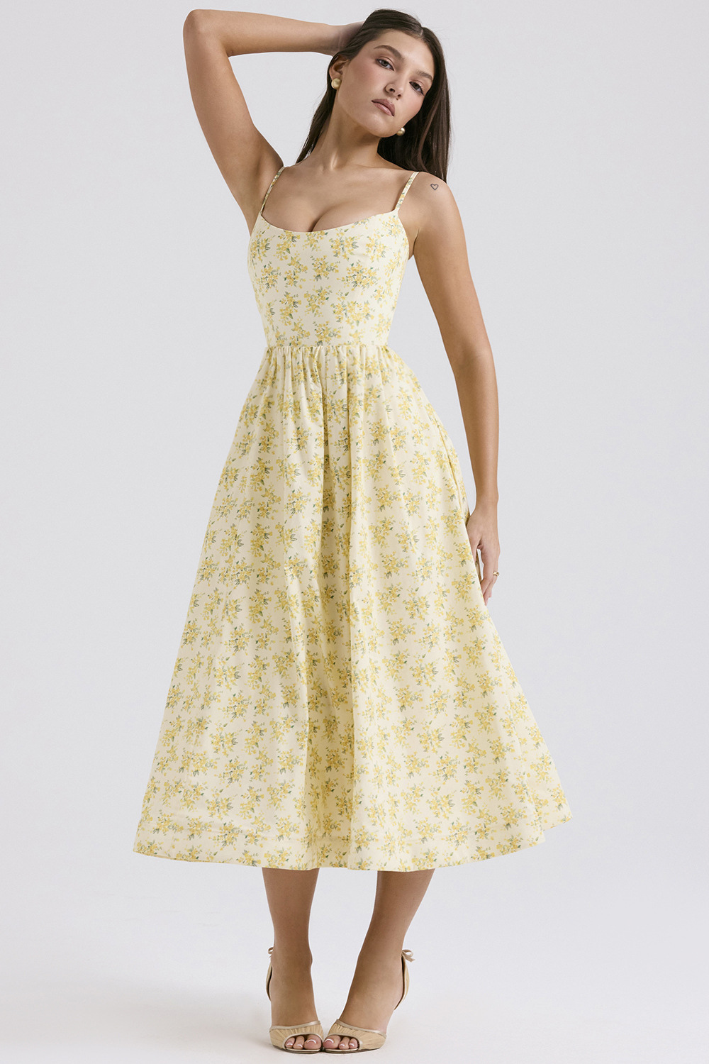Nolara - Corset-Style Woven Midi Dress