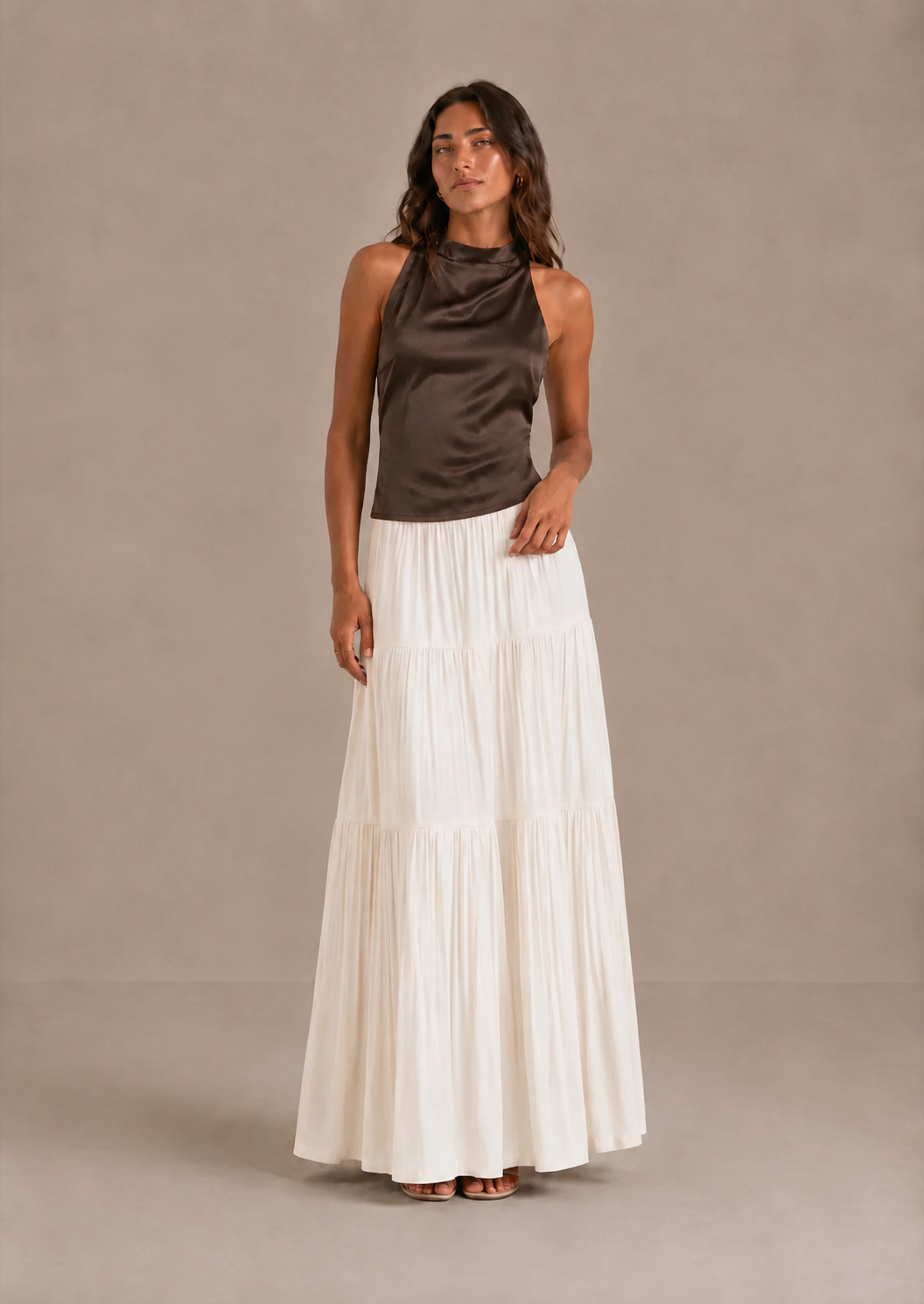 Noreli - Layered Woven Maxi Skirt
