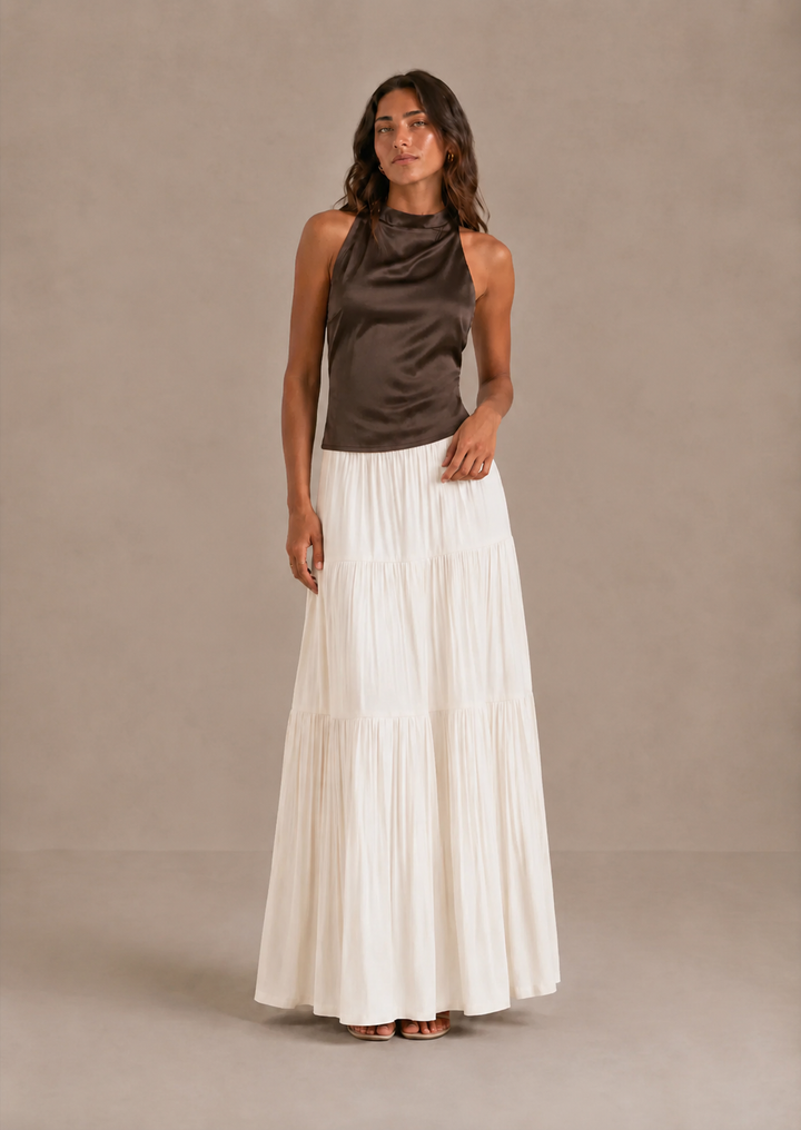 Noreli - Layered Woven Maxi Skirt