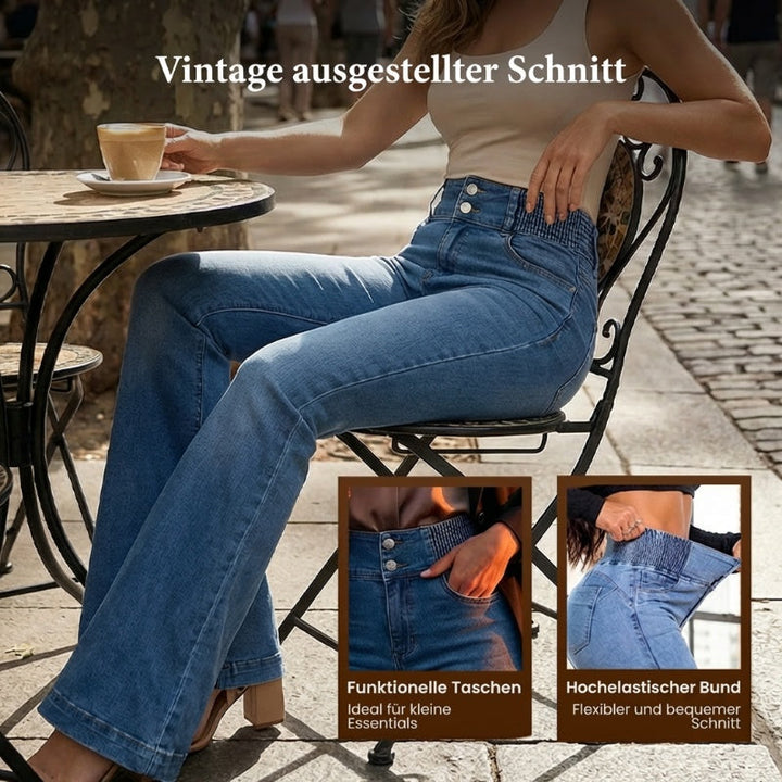 Rilena - High-Waisted Flared Stretch Denim Jeans