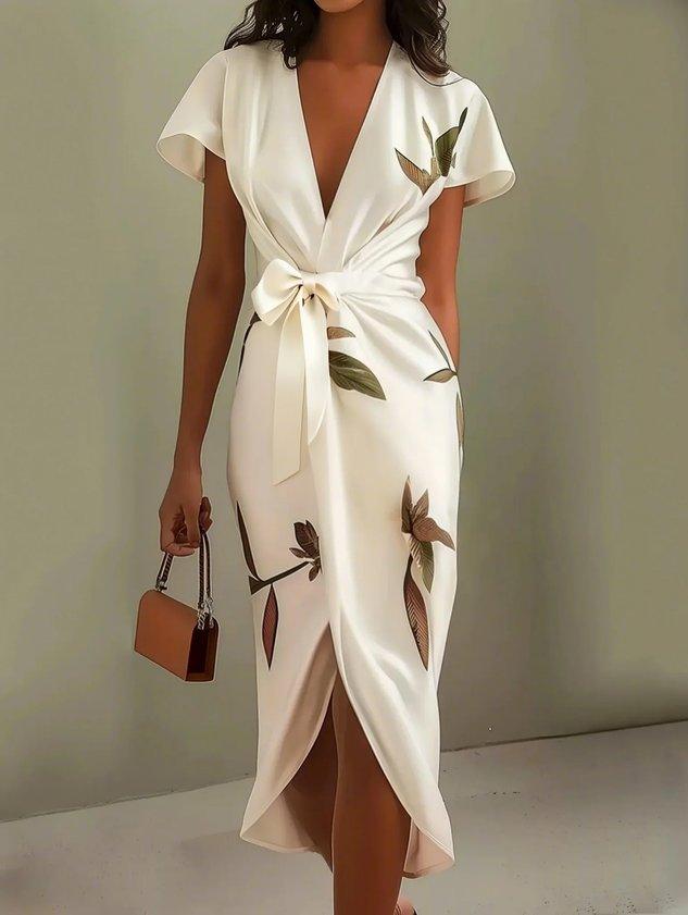 Ilyra - Wrap-Front Polished-Finish Dress