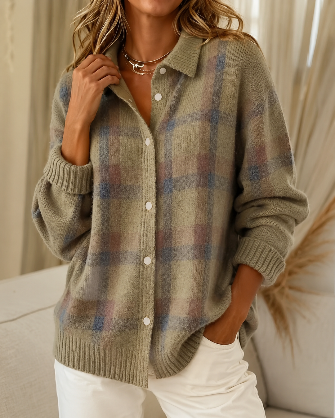 Novira - Checked Knit Sweater