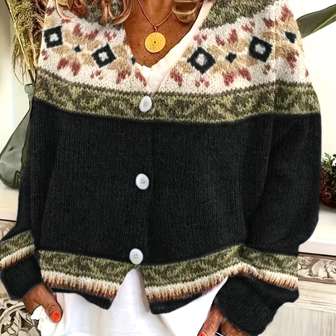 Mireva - Colour-Block Knit Cardigan