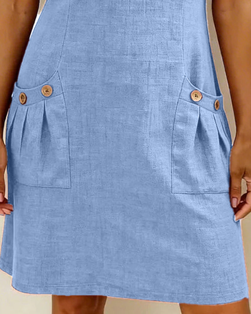 Renavi - A-Line Cotton-Linen Dress