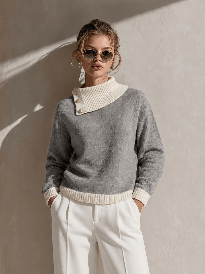 Calira - Asymmetric Neck Knit Sweater