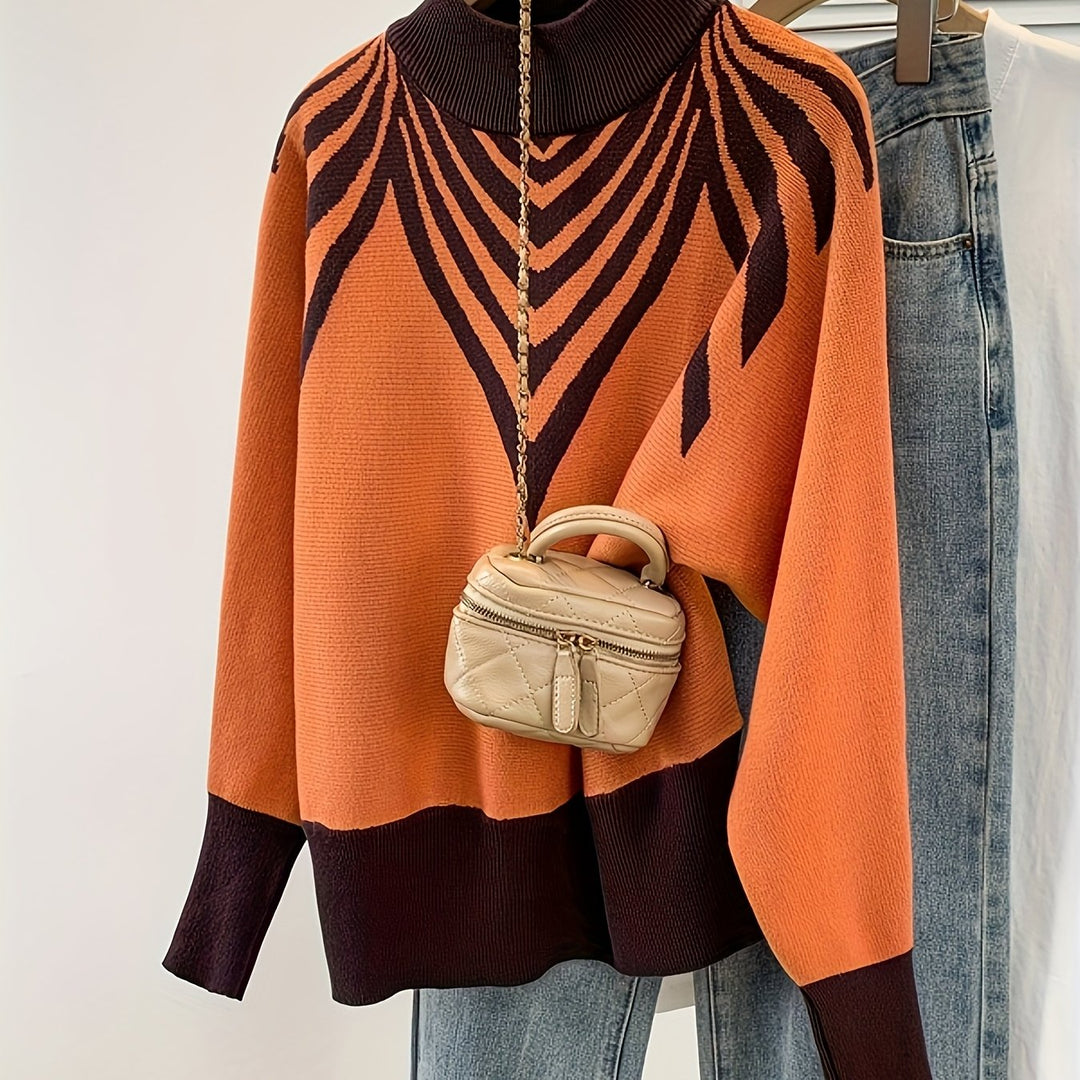 Anevra - Colour-Block Jacquard Knit Sweater