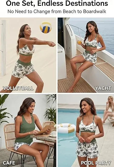 Rilena - Pocketed Boyshort Tricot Tankini Set