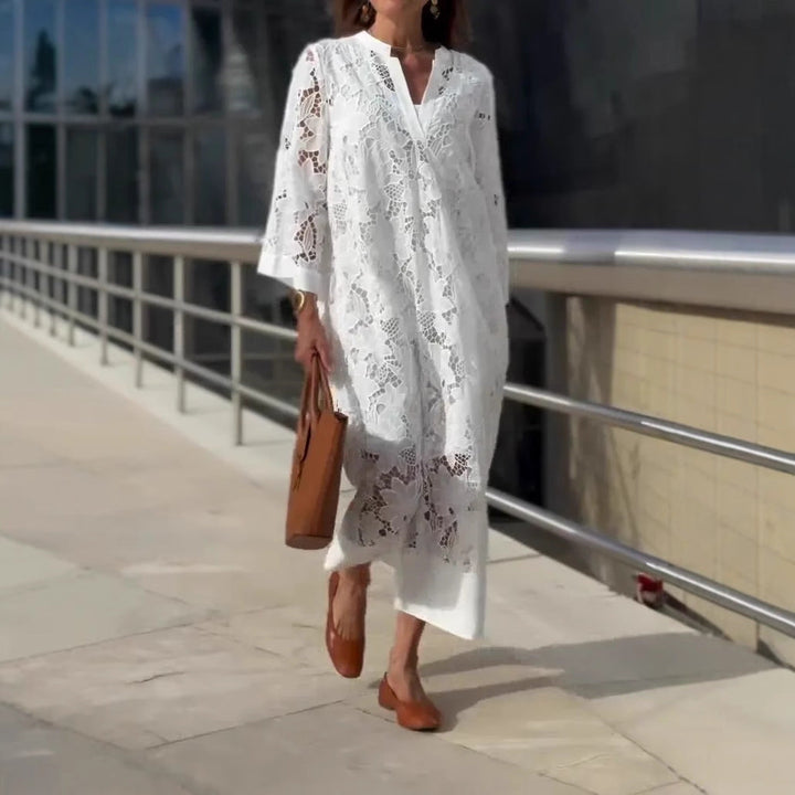 Mevara - Sheer Lace Maxi Dress