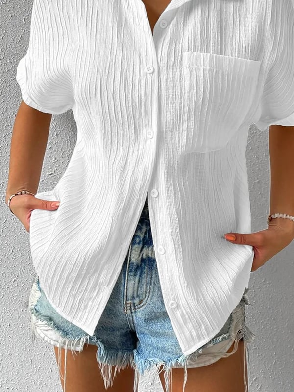 Navira - Shirt Collar Cotton-Blend Blouse