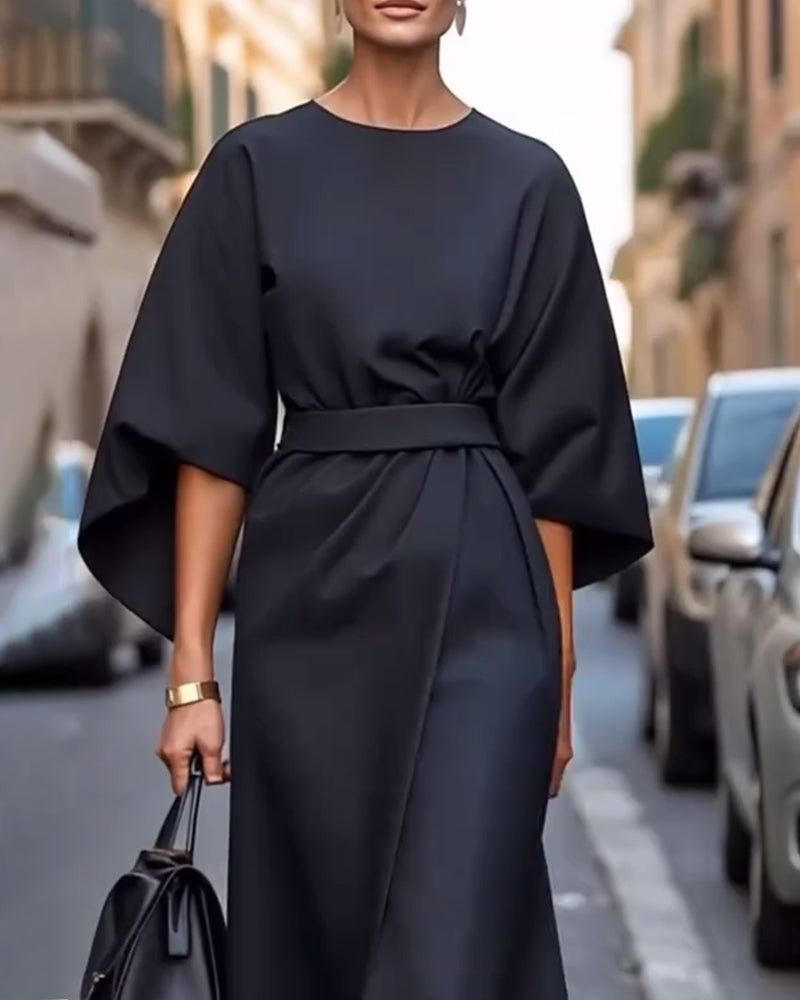 Mireva - Lantern-Sleeve Woven Dress