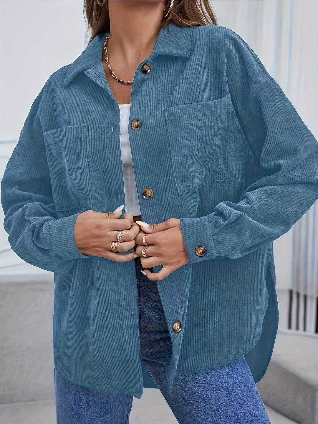 Novira - Henley Neck Corduroy Shirt
