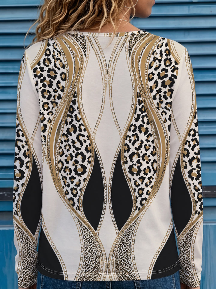 Elaren - Chain-Link Leopard Print Jersey T-Shirt