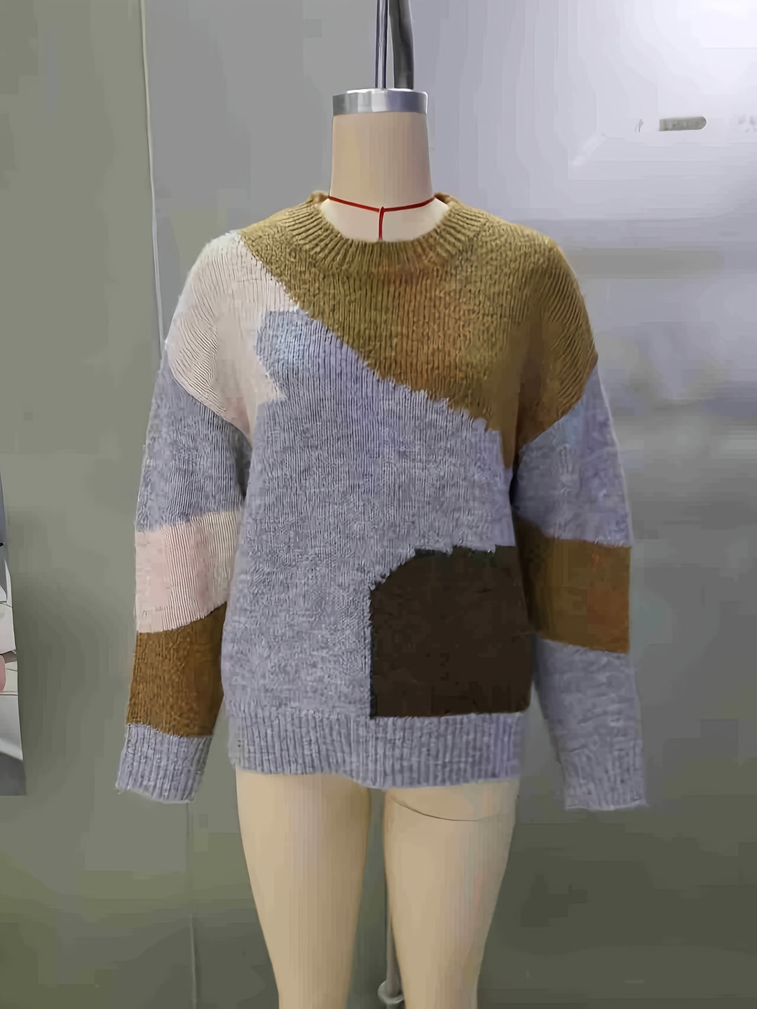 Luniva - Spliced Color-Block Knit Pullover