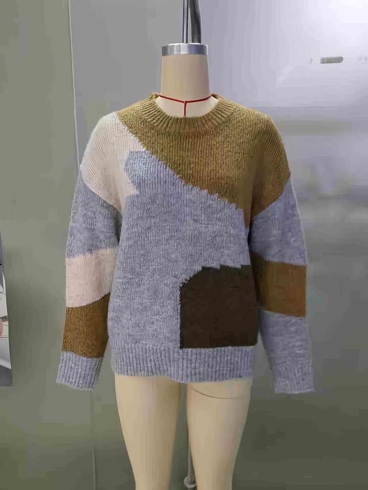Luniva - Spliced Color-Block Knit Pullover