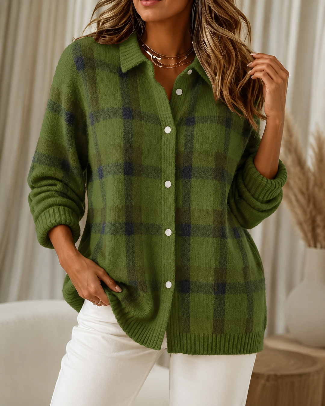 Novira - Checked Knit Sweater